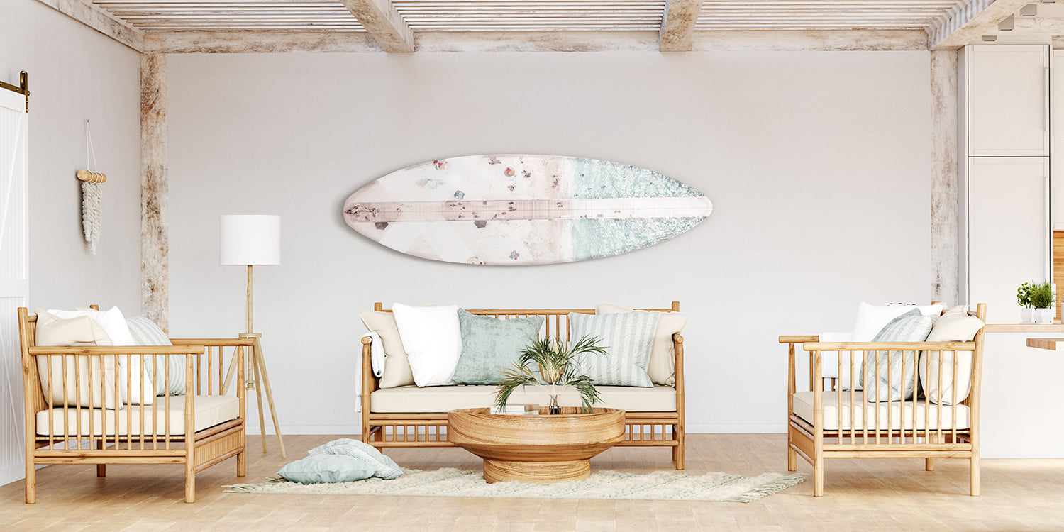 front view of Surfboard Aerial Dock View luxury Artwork