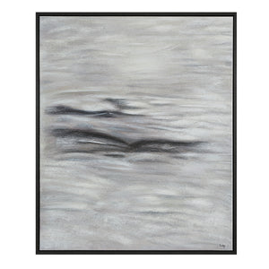 Baelish Canvas Art featuring abstract gray and white textures with subtle black accents