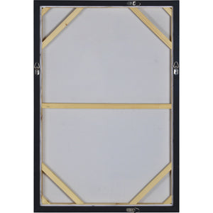 Back view of Leclaire canvas art showing the wooden support structure and black frame.