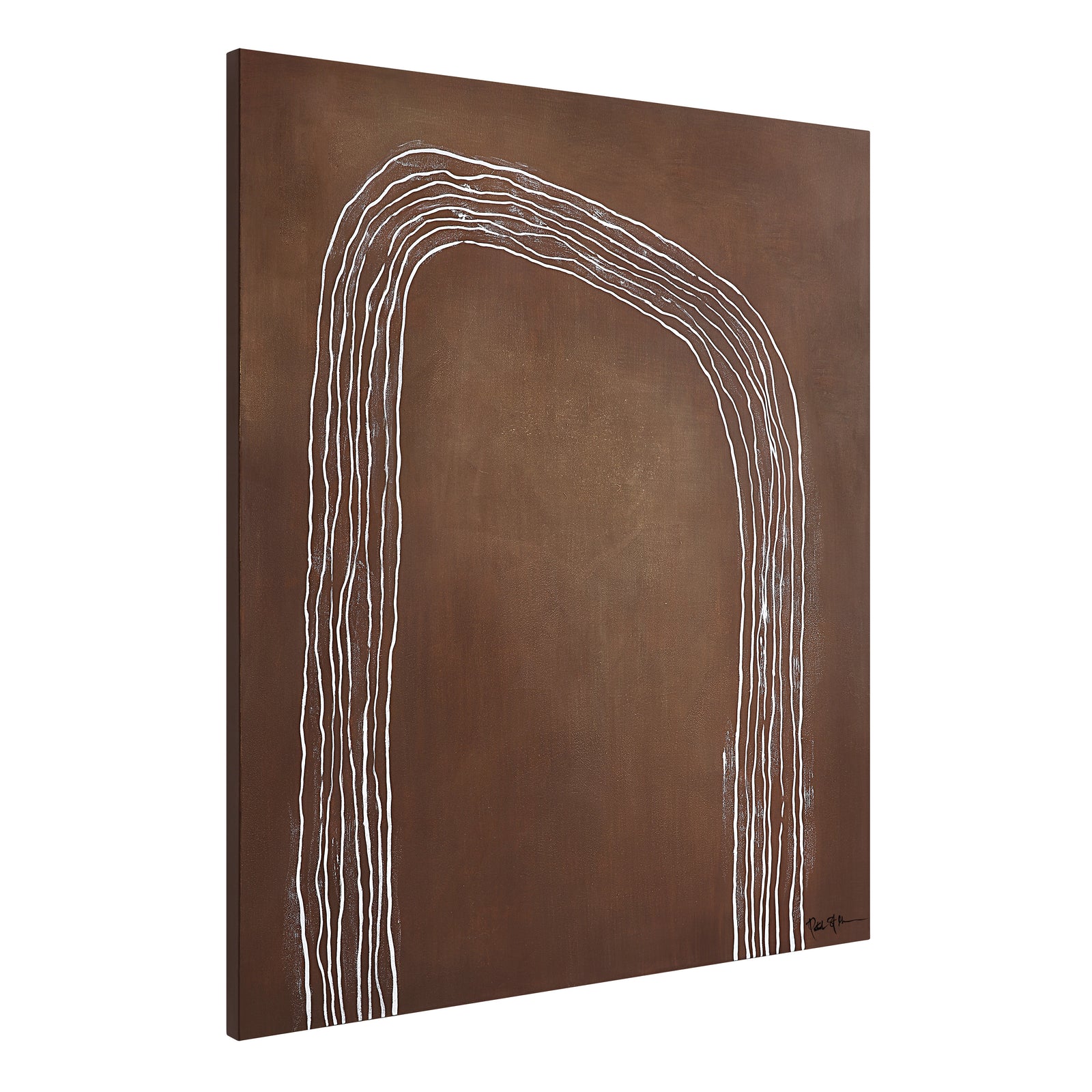 Fallbrook Canvas Art featuring abstract white lines on a brown background