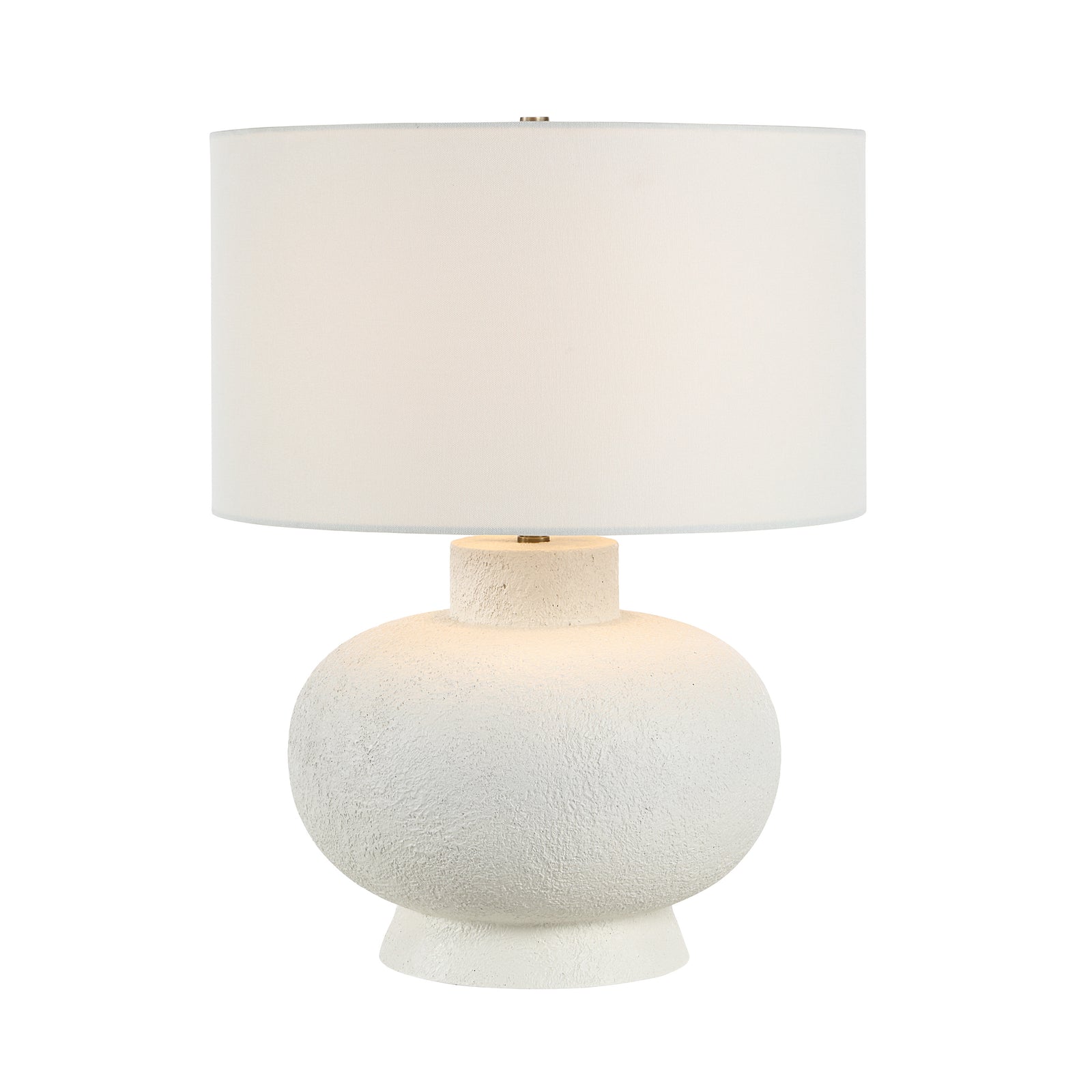 Mallow Table Lamp by Renwil with a textured white base and a white fabric shade.