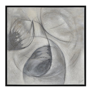 Webb canvas art featuring abstract shapes in gray and black tones with a textured background.