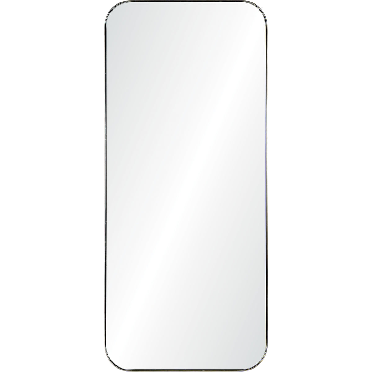 Delphinus Wall Mirror with rounded corners and a sleek silver frame