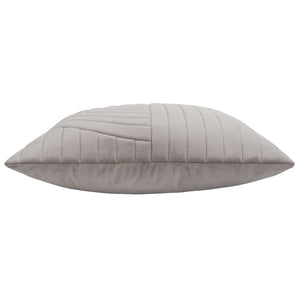 Side view of Ultar Indoor Pillow in light gray with quilted texture.