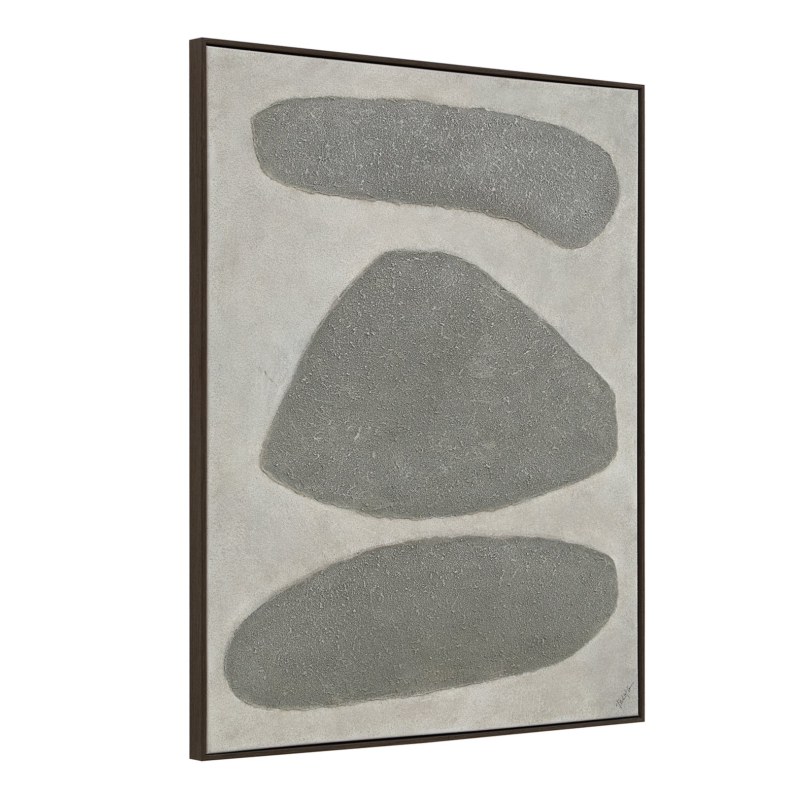 Orso Canvas Art featuring three abstract gray shapes on a textured light background