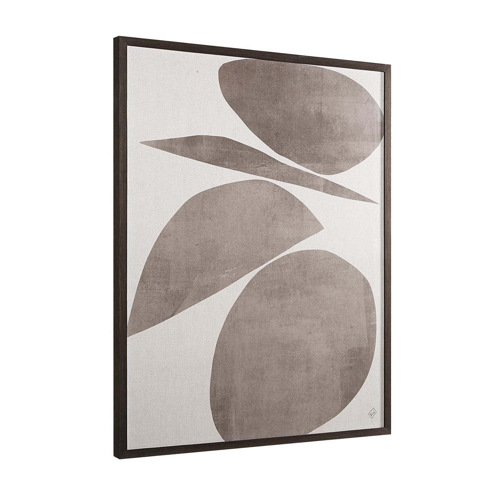 Belem wall art featuring abstract shapes in neutral tones on a textured background.