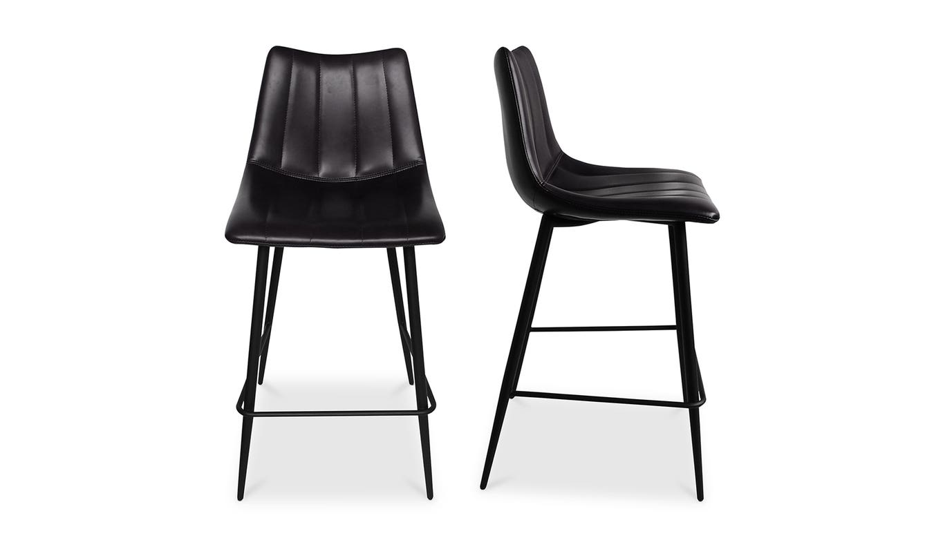 front view of Alibi Counter Stool Matte Black Set of Two luxury Table & Bar Stool