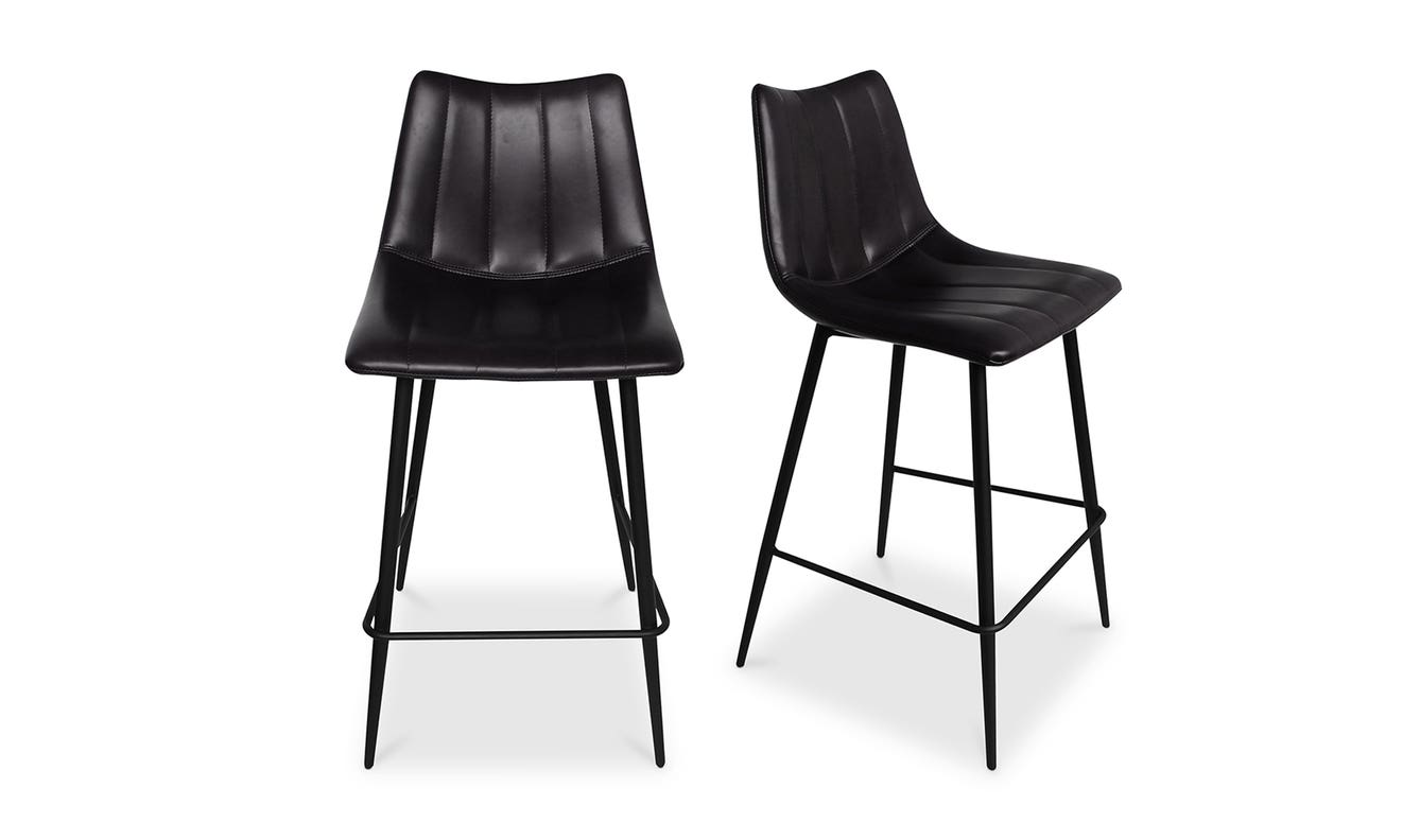 side view of Alibi Counter Stool Matte Black Set of Two luxury Table & Bar Stool