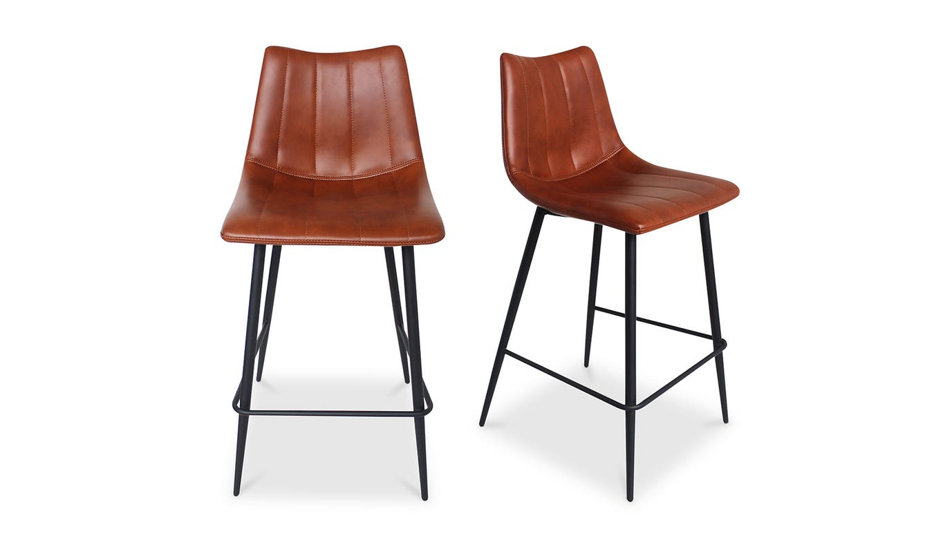 front view of Alibi Counter Stool Brown Set of Two luxury Table & Bar Stool