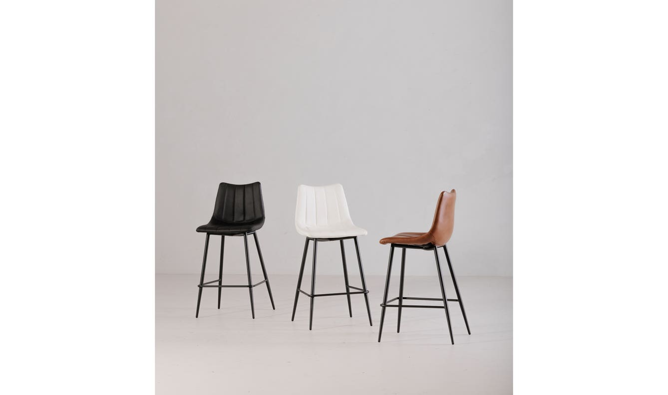 side view of Alibi Counter Stool Ivory Set of Two luxury Table & Bar Stool