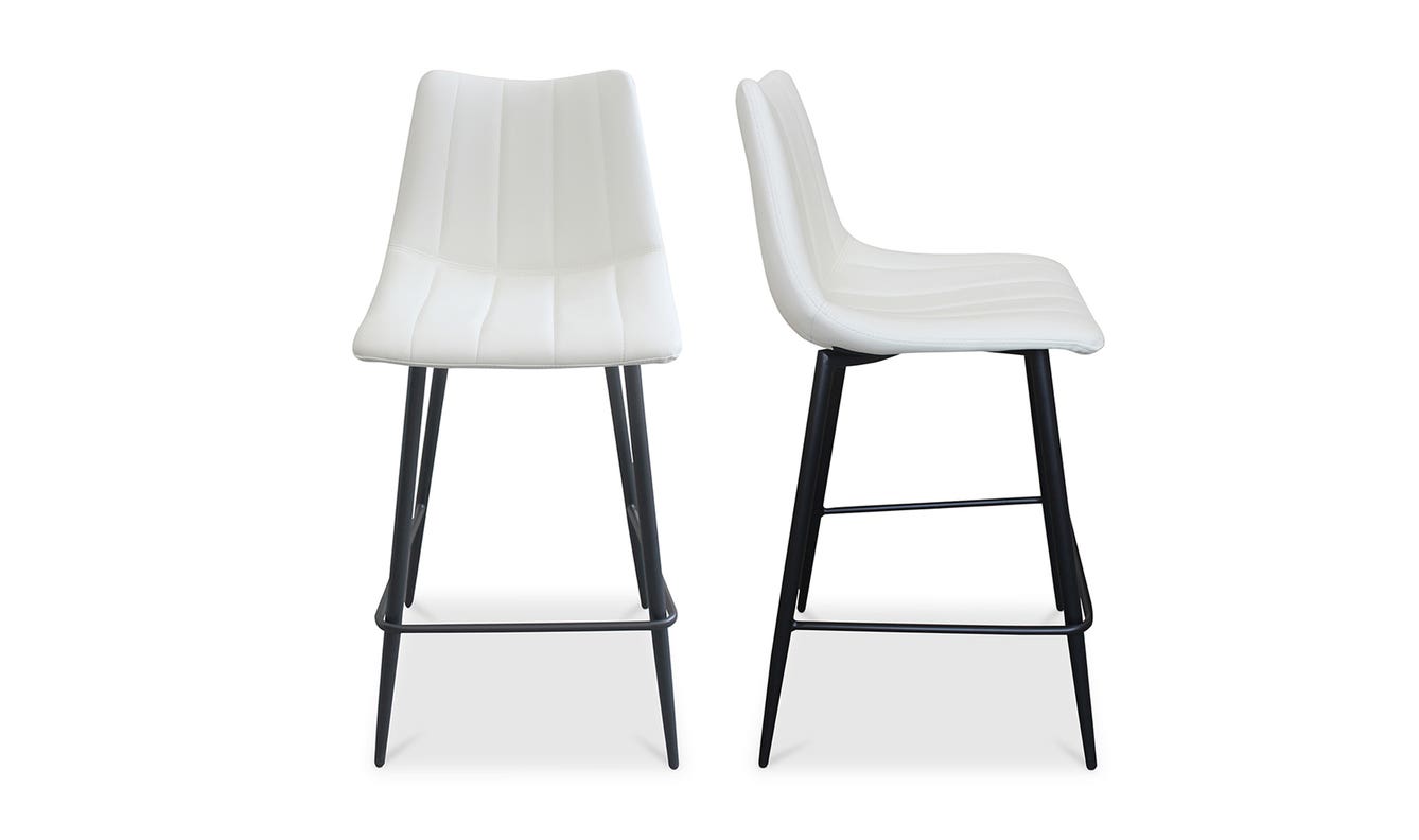 front view of Alibi Counter Stool Ivory Set of Two luxury Table & Bar Stool
