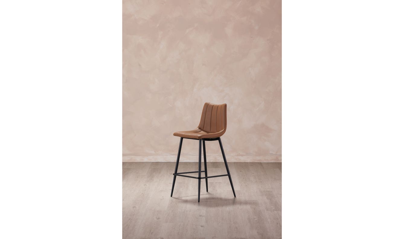front view of Alibi Counter Stool Tan Set of Two luxury Table & Bar Stool