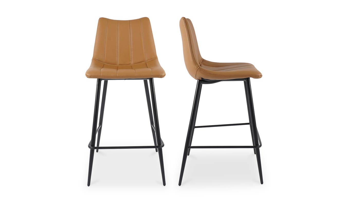 side view of Alibi Counter Stool Tan Set of Two luxury Table & Bar Stool