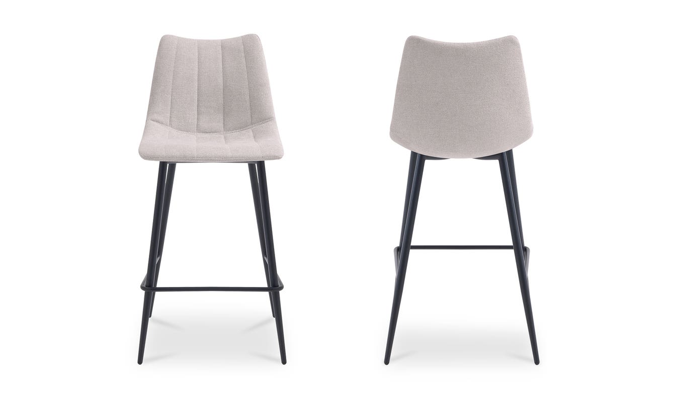 side view of Alibi Counter Stool Beige-Set of Two luxury Table & Bar Stool