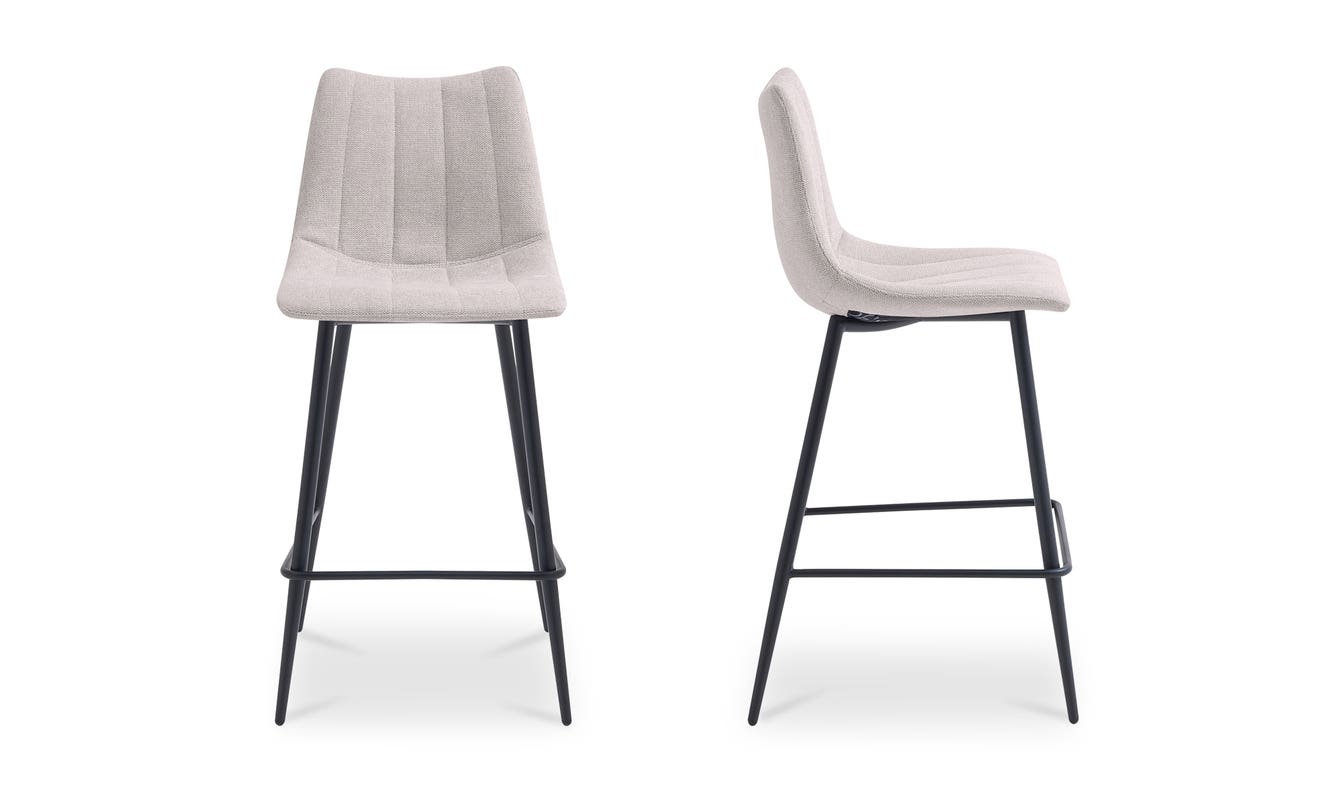 front view of Alibi Counter Stool Beige-Set of Two luxury Table & Bar Stool