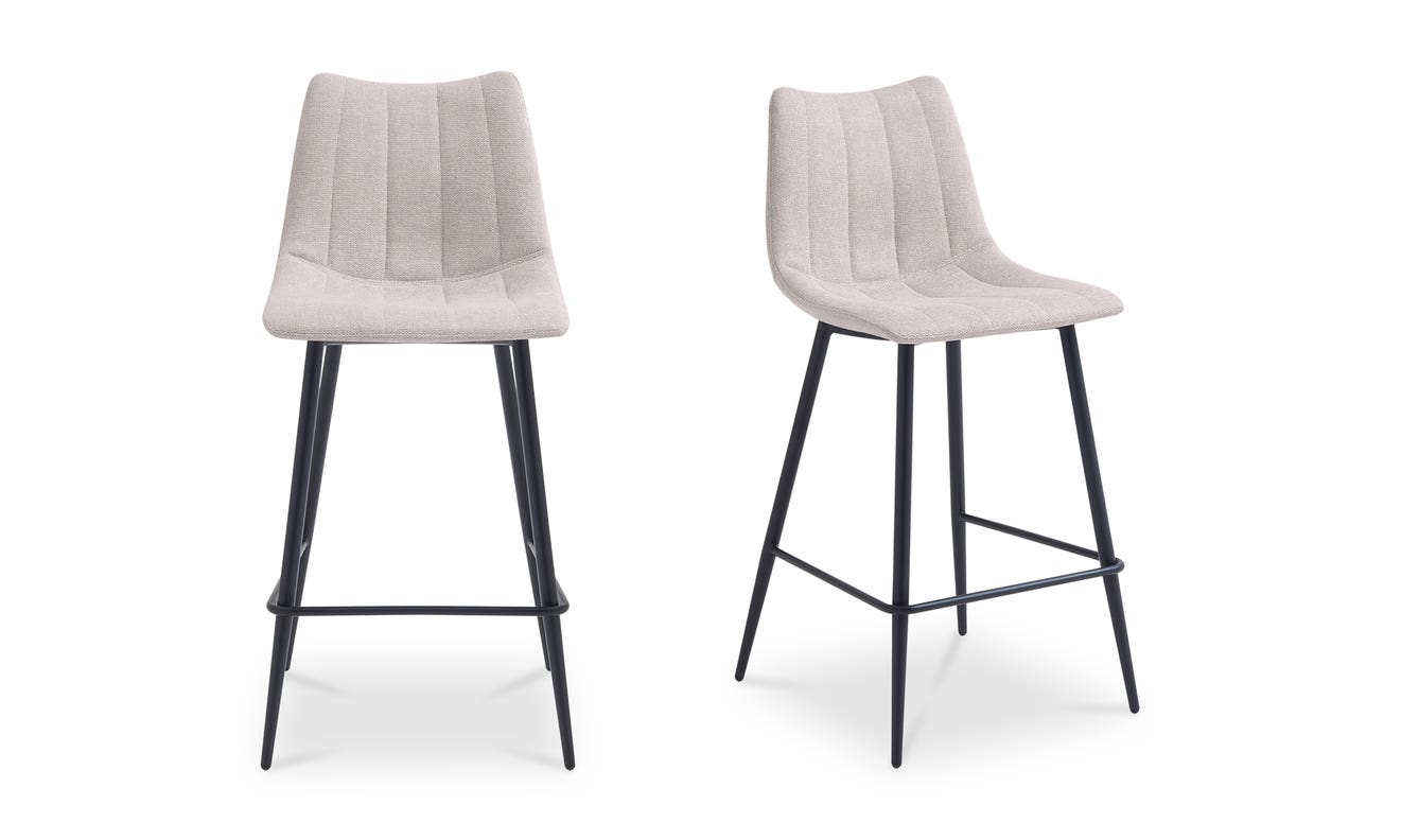 front view of Alibi Counter Stool Beige-Set of Two luxury Table & Bar Stool