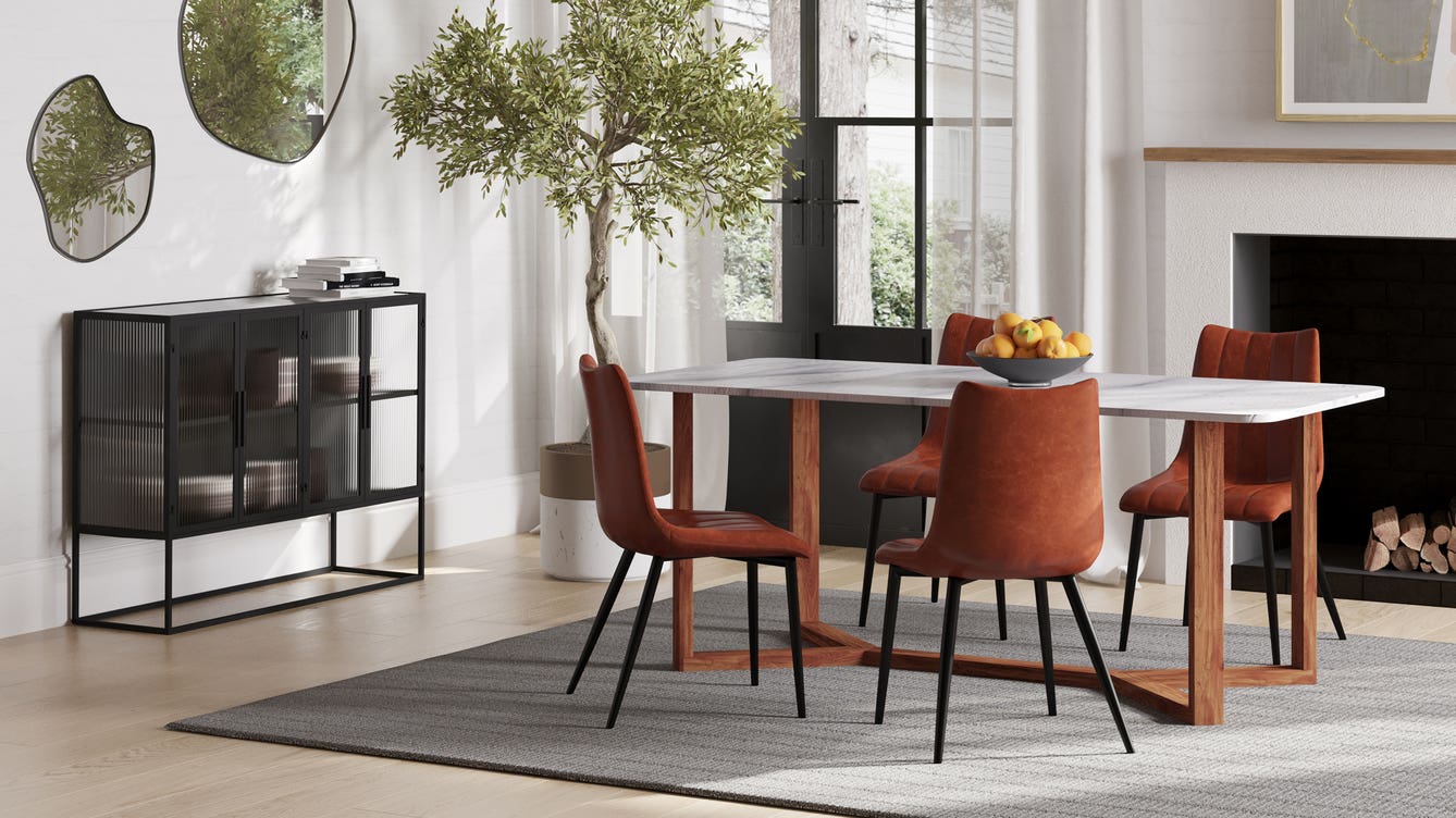 side view of Alibi Dining Chair Brown - Set Of Two luxury Chair