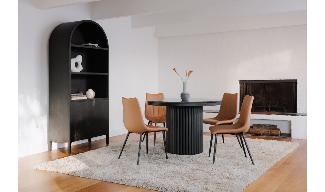 front view of Alibi Dining Chair Tan - Set Of Two luxury Chair