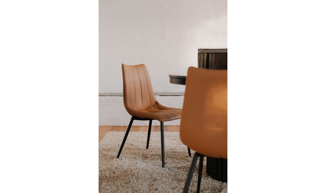 side view of Alibi Dining Chair Tan - Set Of Two luxury Chair