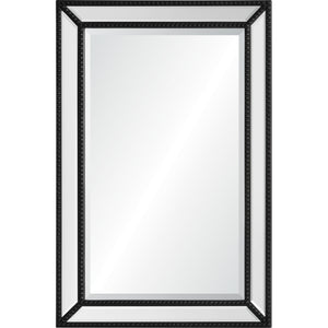 Waterloo Wall Mirror with a black frame featuring beaded detailing and a reflective surface.