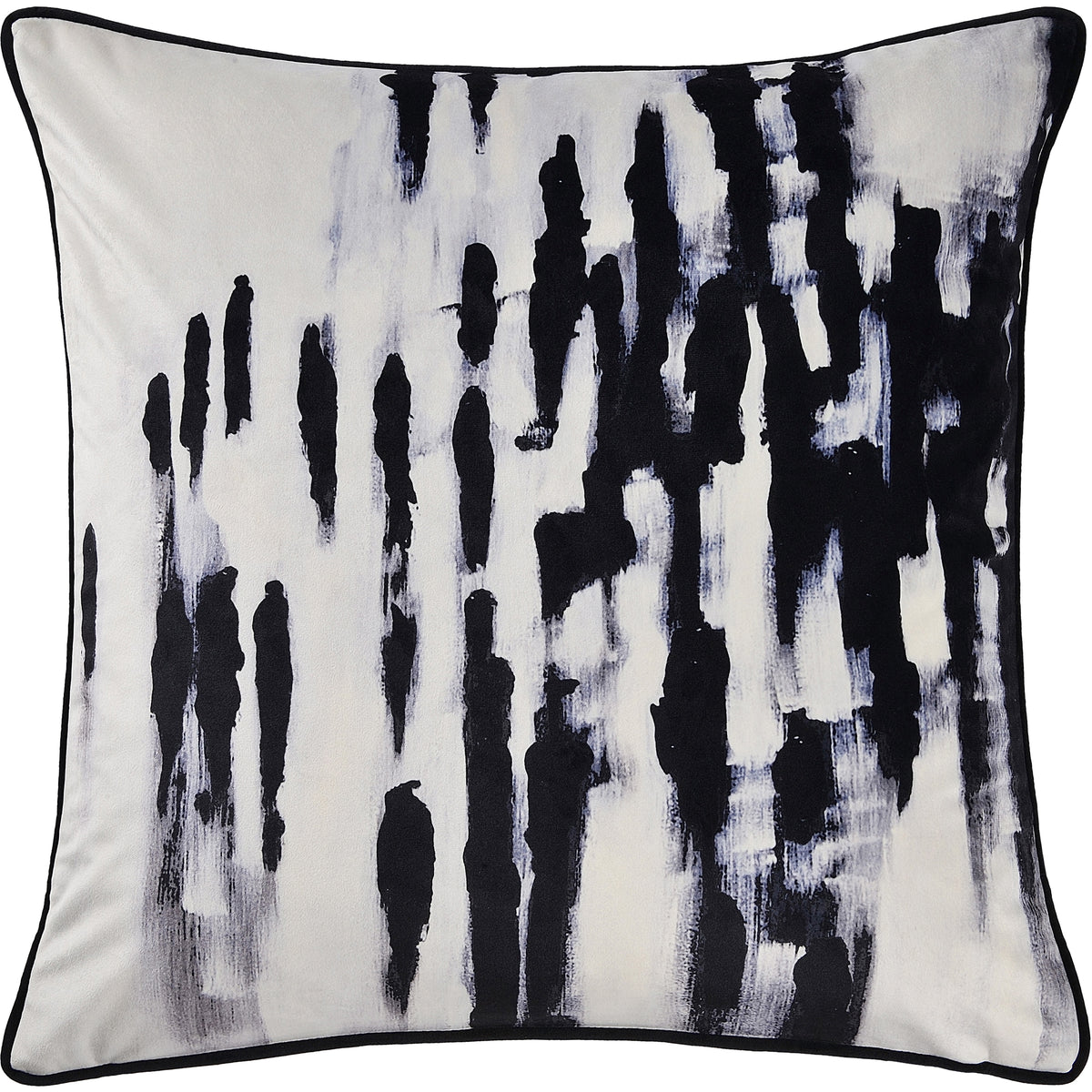 Markat Indoor Pillow featuring an abstract black and white brushstroke pattern.
