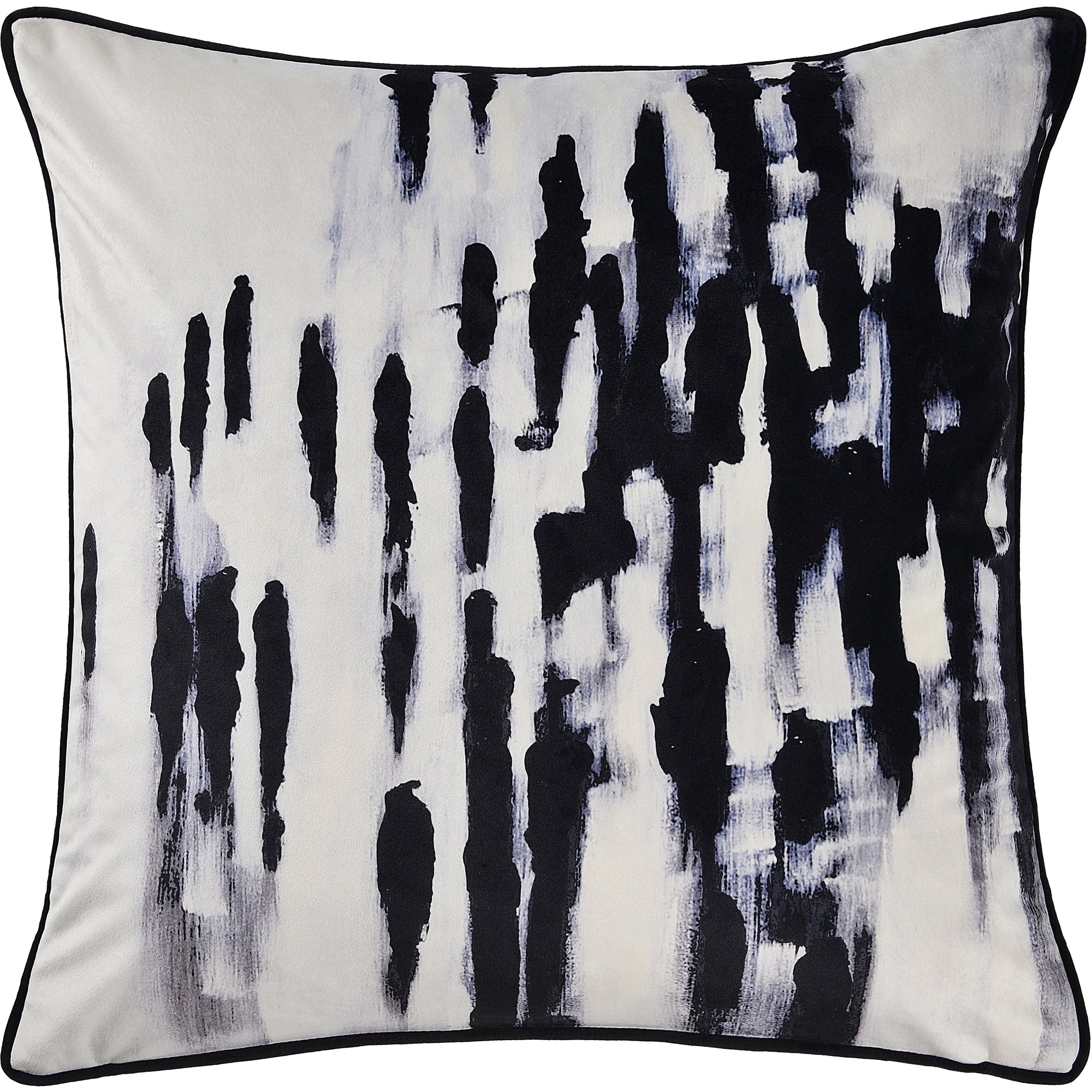 Markat Indoor Pillow featuring an abstract black and white brushstroke pattern.