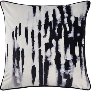 Markat Indoor Pillow featuring an abstract black and white brushstroke pattern.