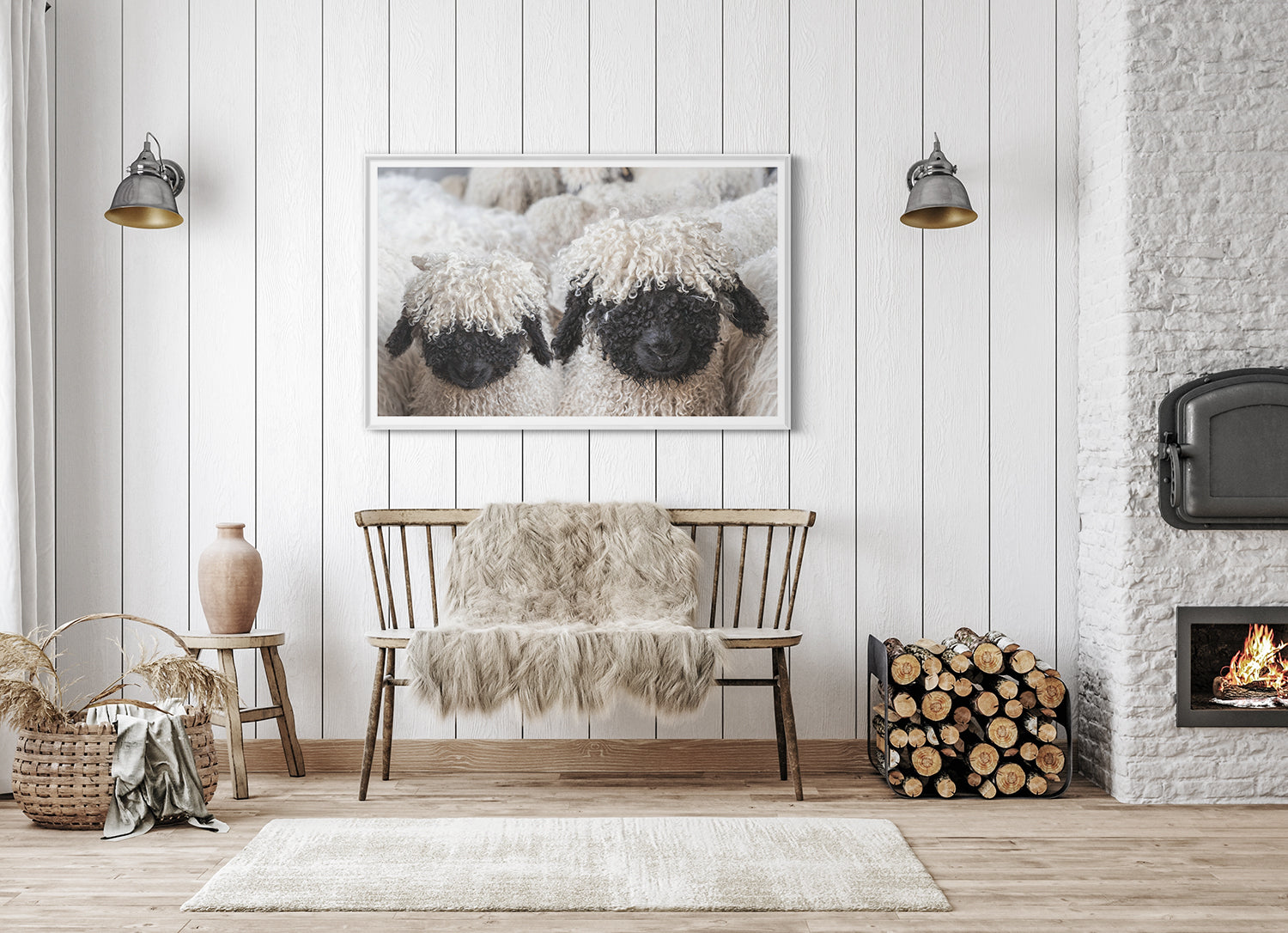 front view of Valais Blacknose Sheep luxury Artwork