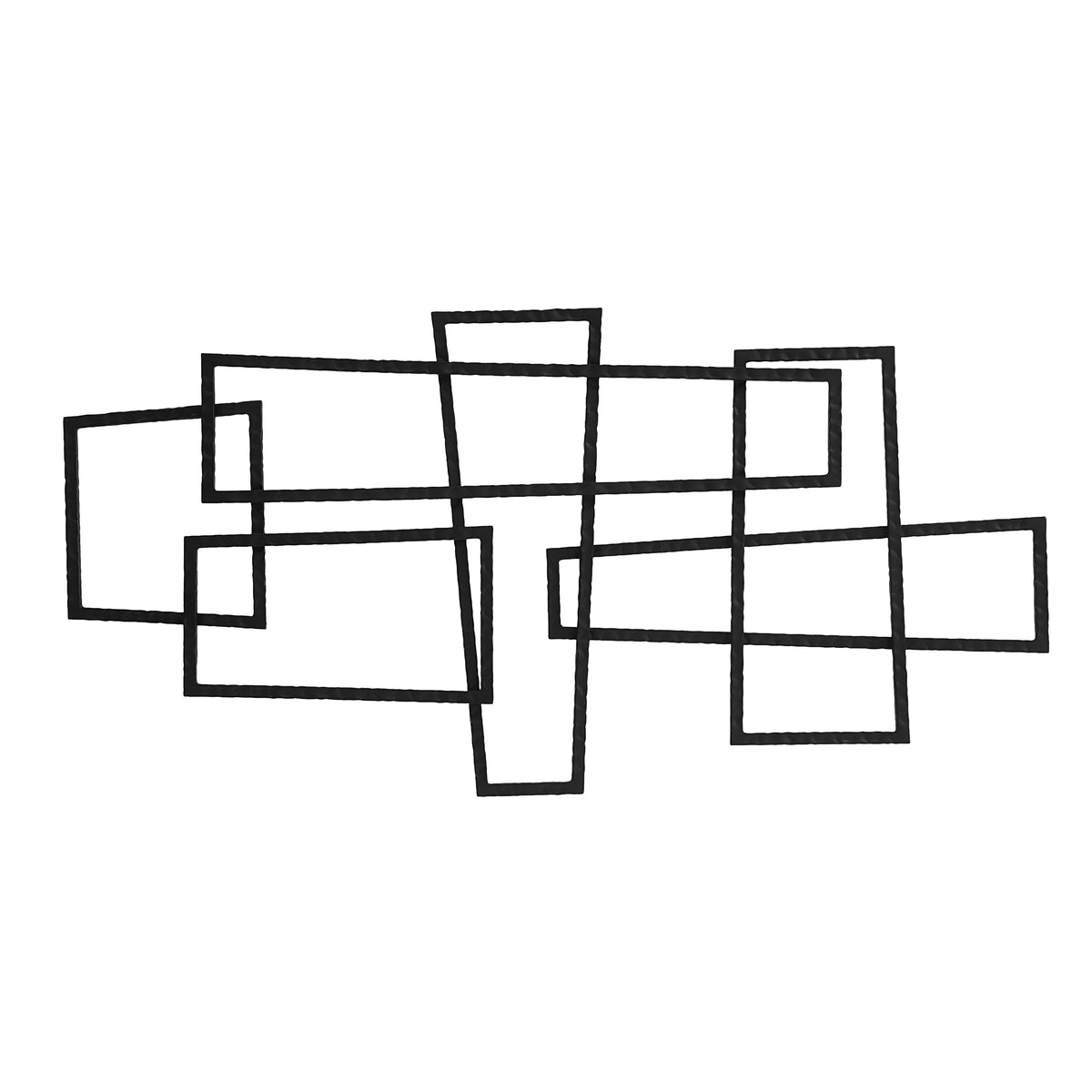 Bodkin Wall Decor featuring an abstract design with overlapping black frames on a white background.