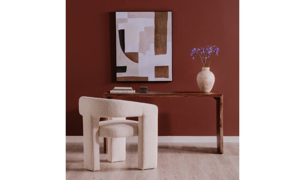 front view of Tyrell Desk Natural Stain luxury Desk