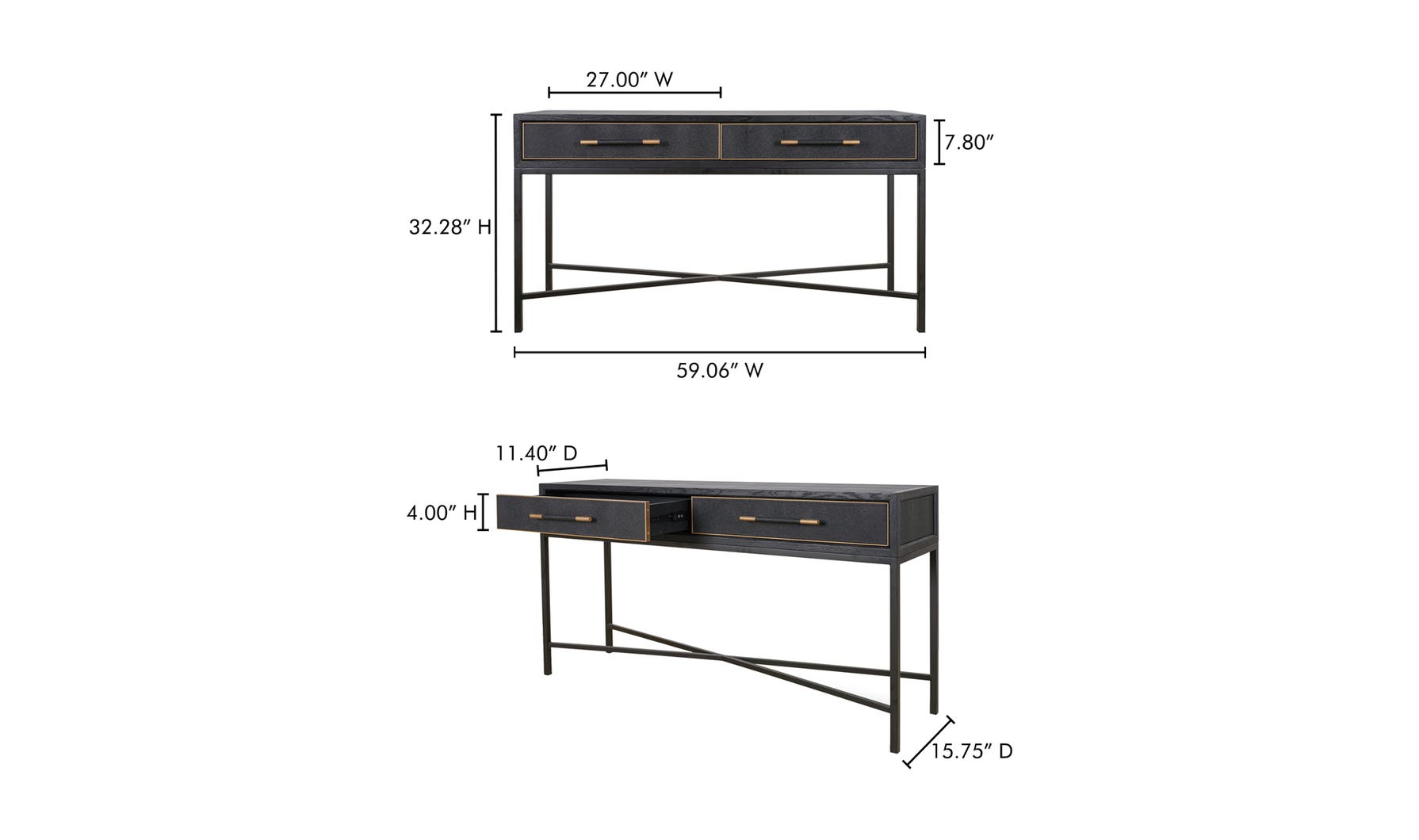 lifestyle view of Mako Console Table Black luxury Sideboard