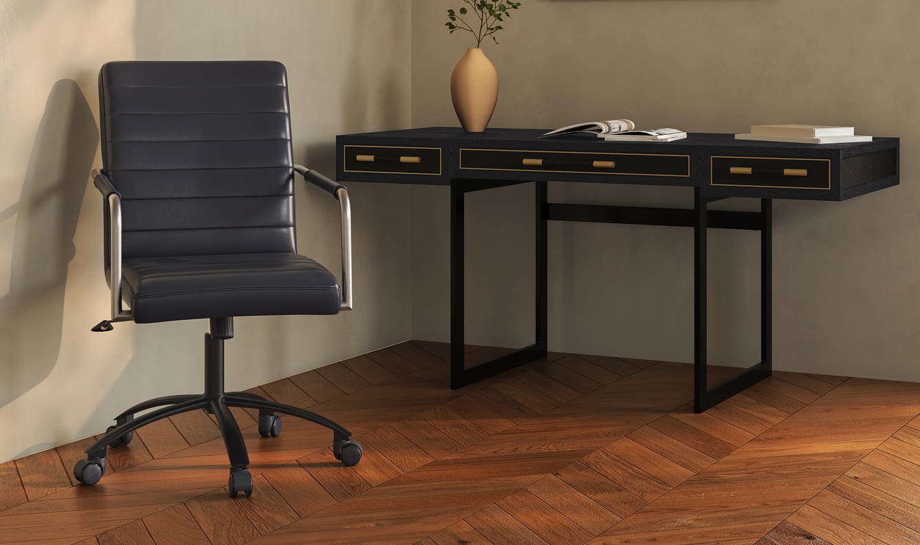 side view of Mako Desk Black luxury Desk