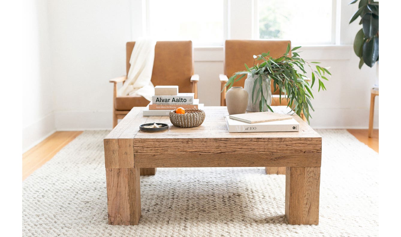 side view of Evander Coffee Table Natural luxury Coffee Table