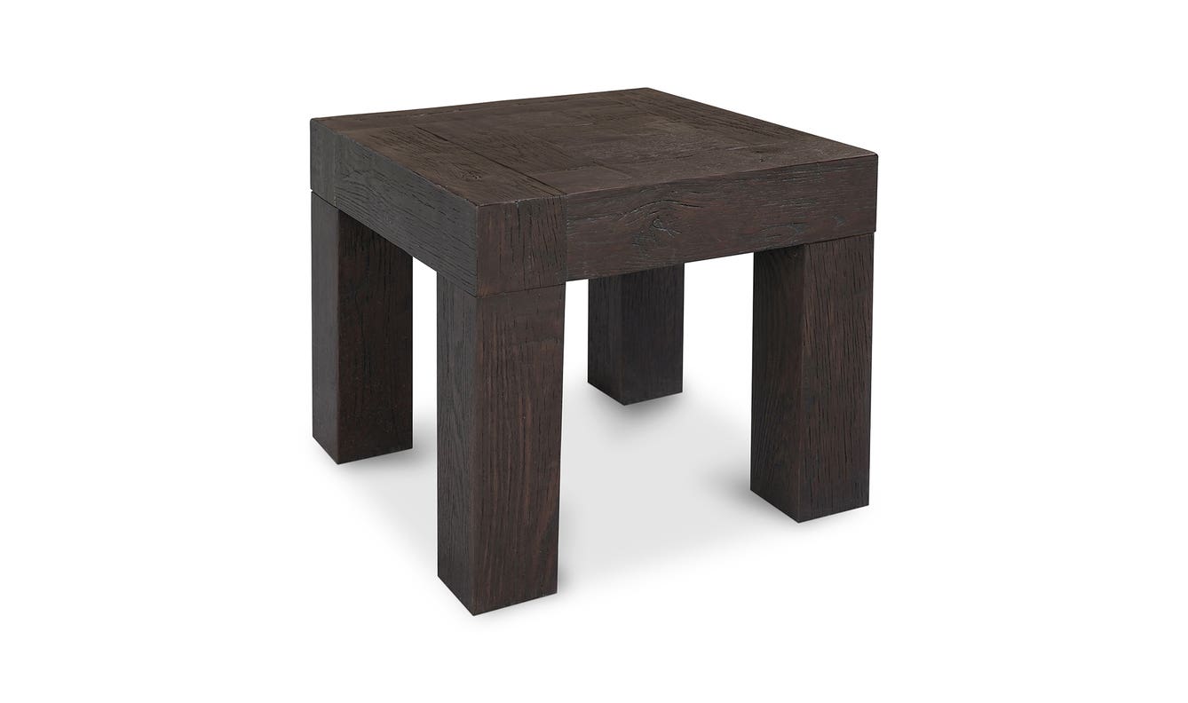 side view of Evander Side Table Rustic Brown luxury Table