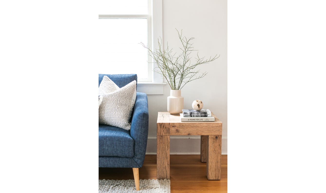 front view of Evander Side Table Natural luxury Table