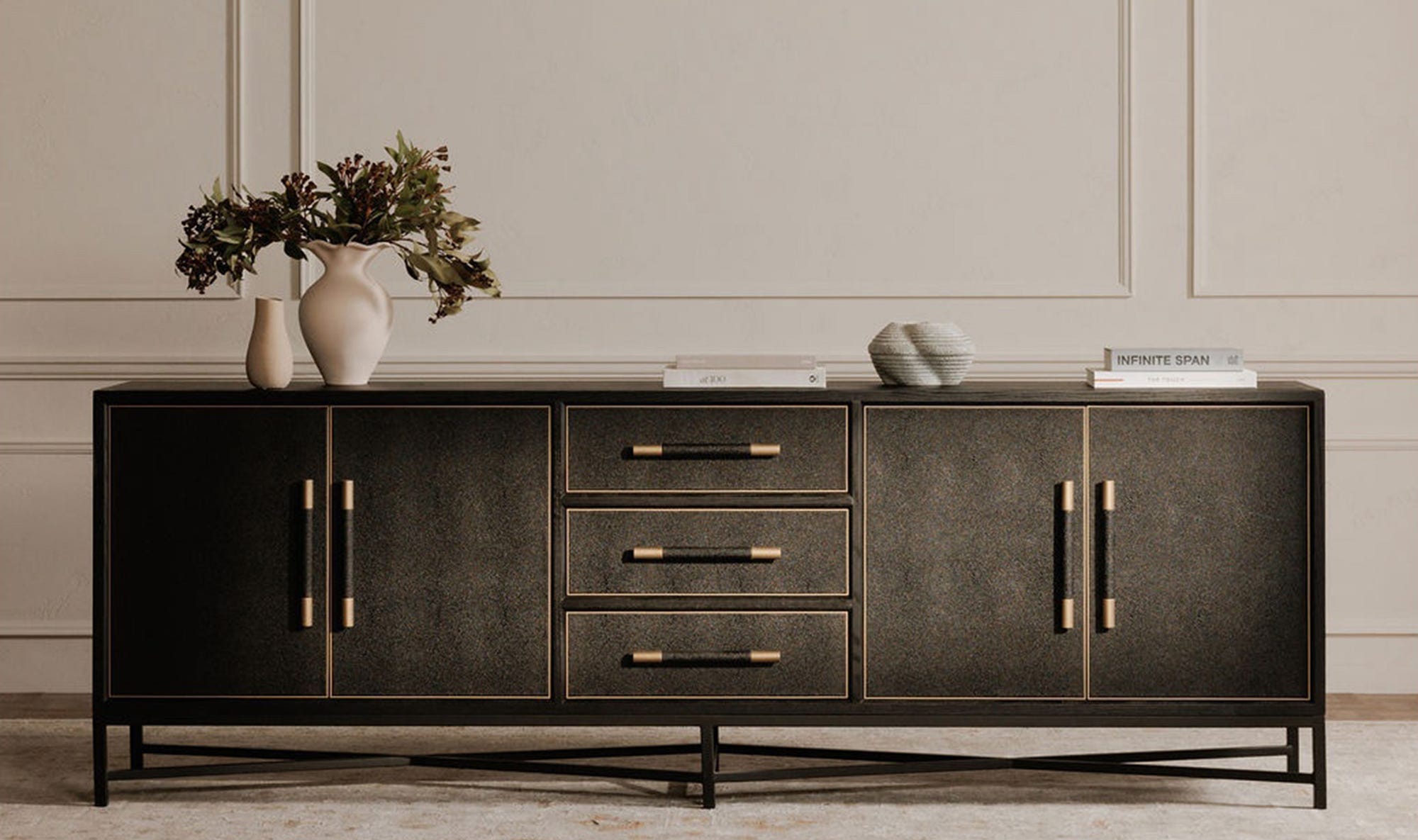 side view of Mako Sideboard Black Large luxury Sideboard