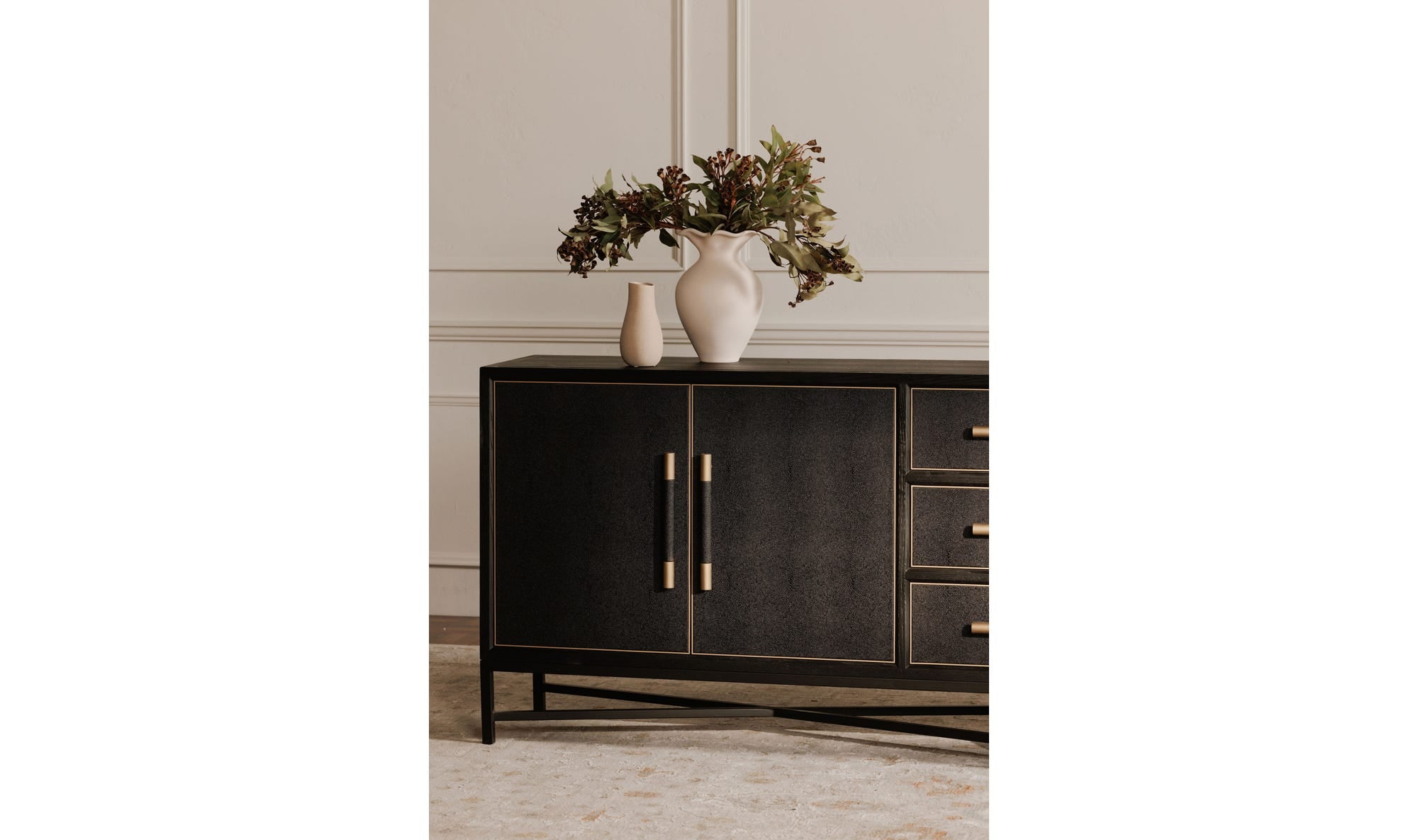 detail view of Mako Sideboard Black Large luxury Sideboard
