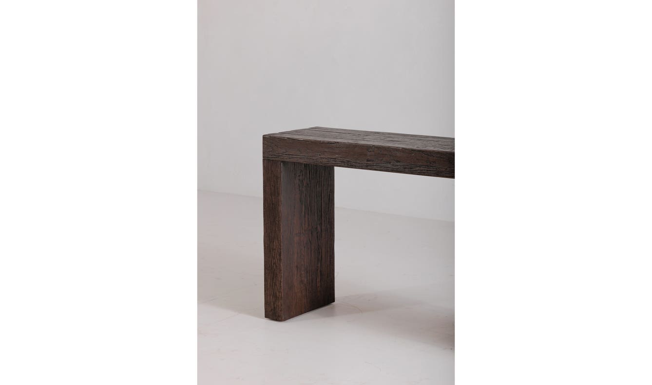 side view of Evander Console Table Rustic Brown luxury Coffee Table