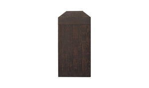 lifestyle view of Evander Console Table Rustic Brown luxury Coffee Table