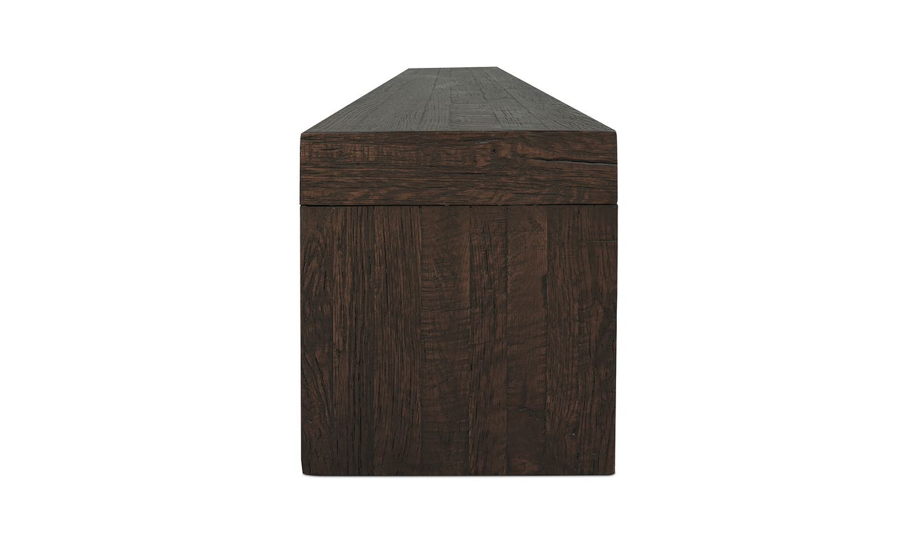 lifestyle view of Evander Dining Bench Rustic Brown luxury Bench