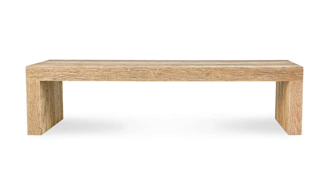 front view of Evander Dining Bench Natural luxury Bench