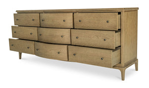 detail view of Sadie 9 Drawer Dresser Brown luxury Kitchen & Dining Room Table