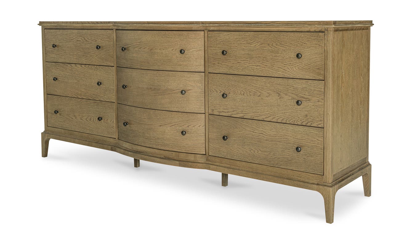 side view of Sadie 9 Drawer Dresser Brown luxury Kitchen & Dining Room Table