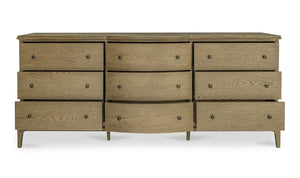 angle view of Sadie 9 Drawer Dresser Brown luxury Kitchen & Dining Room Table