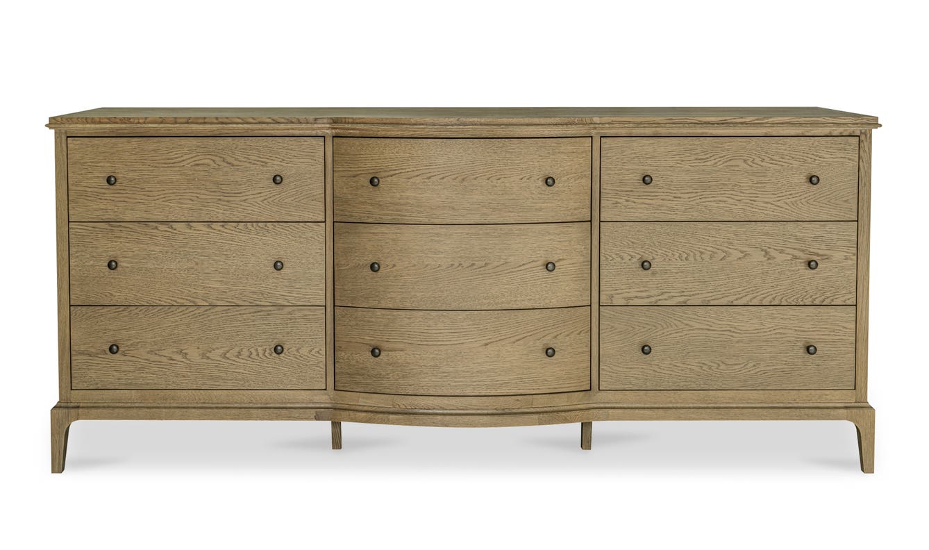front view of Sadie 9 Drawer Dresser Brown luxury Kitchen & Dining Room Table