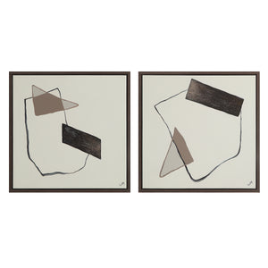 Lacadie Canvas Art featuring abstract shapes in brown and black on a light background