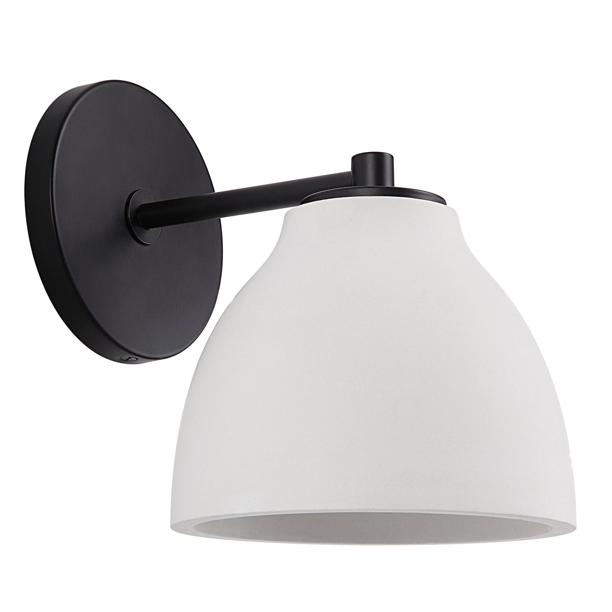 Lena Wall Sconce featuring a white ceramic shade and black metal arm.