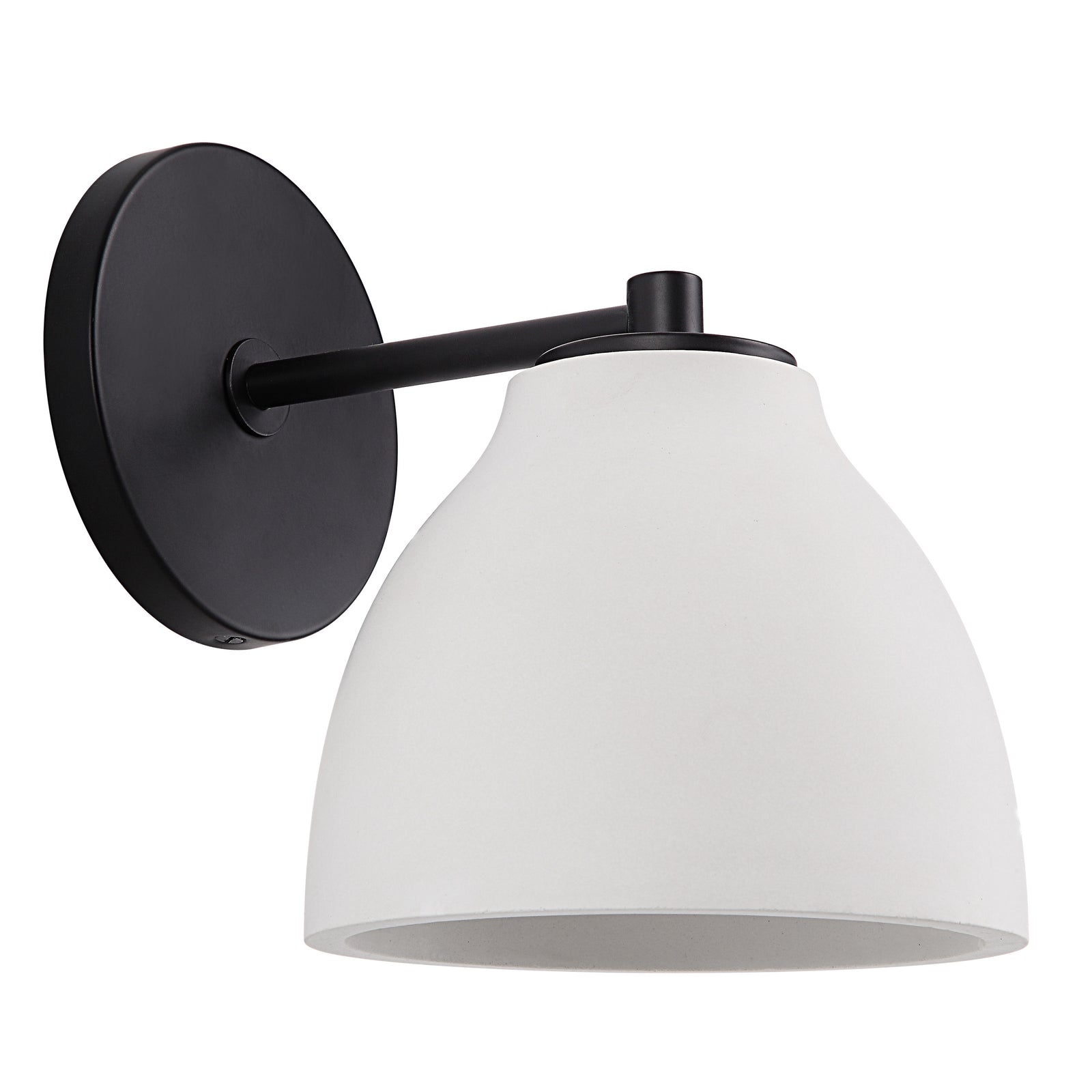 Lena Wall Sconce featuring a white ceramic shade and black metal arm.