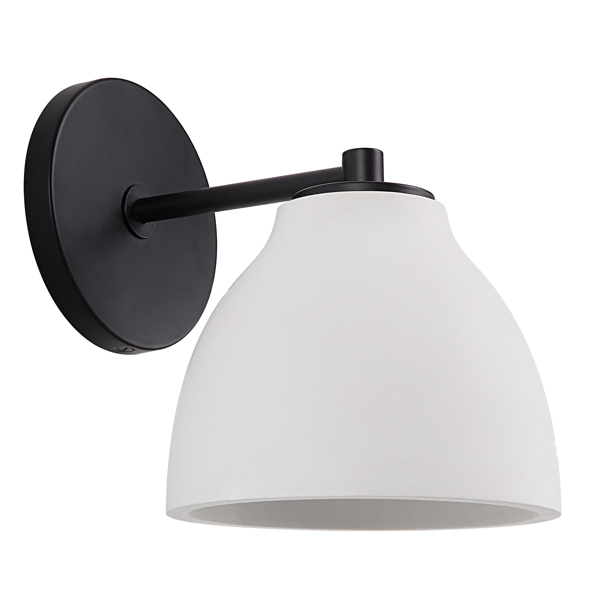 Lena Wall Sconce featuring a white ceramic shade and black metal arm.