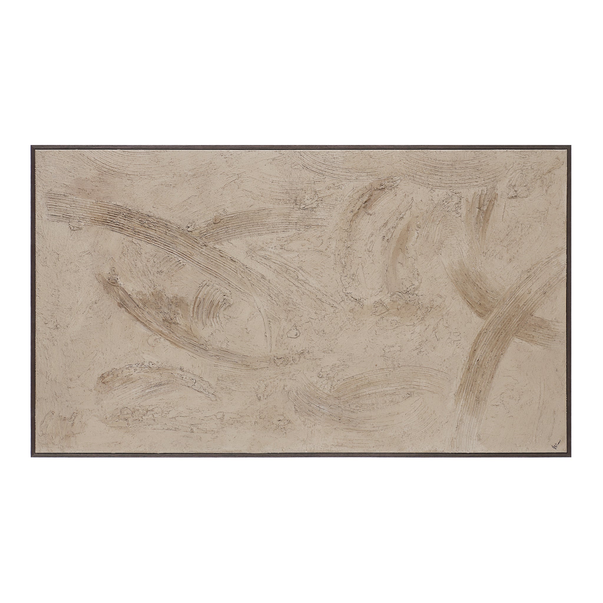 Trofa canvas art featuring abstract beige textures and strokes on a light background.